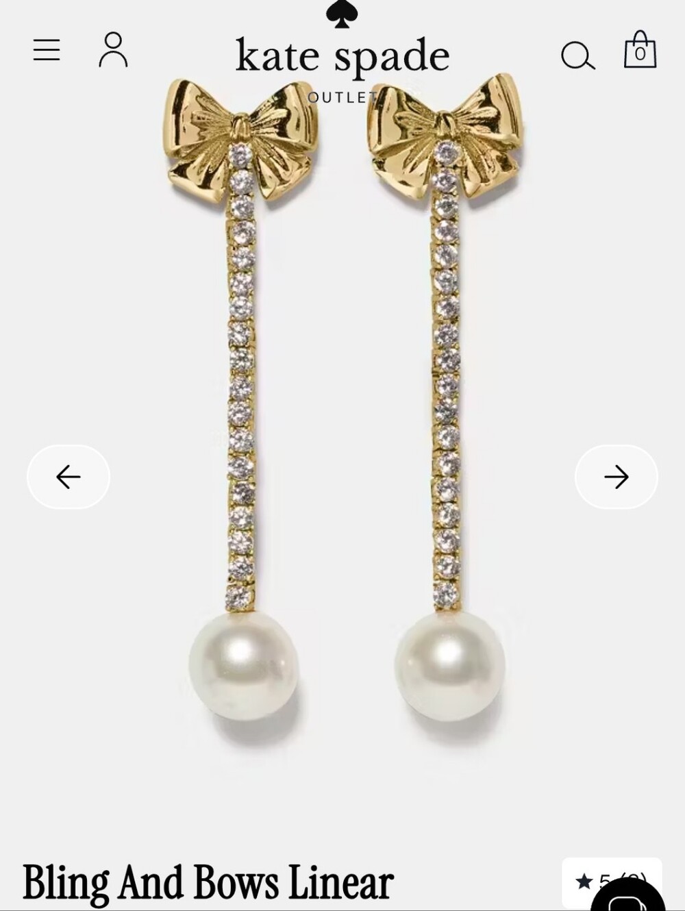 kate spade Gold Bow Linear Pearl Drop Earrings